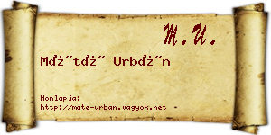 Máté Urbán névjegykártya